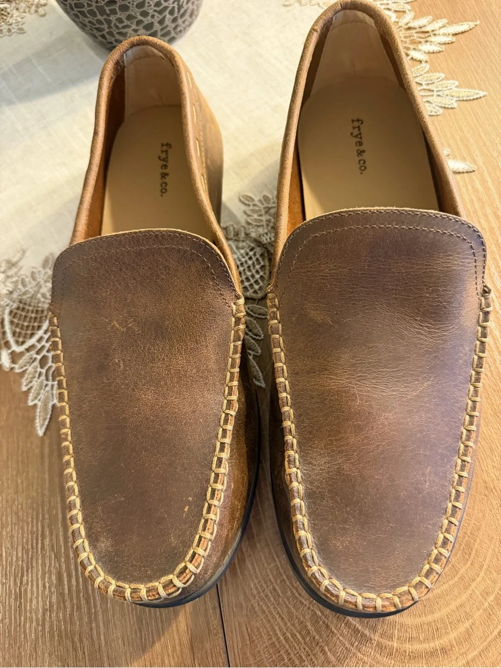 Men’s Frye & Co. Drivers/Loafers Natural Brown Leather Oiled 9.5 M